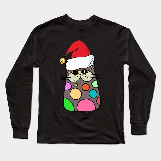 Meowy Catmas Cat Christmas Tree Xmas Funny Crazy Cat Lover Long Sleeve T-Shirt by Jas-Kei Designs